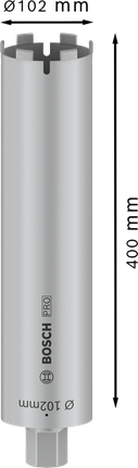 Bosch PRO kerneskærer tør 102x400 mm med 1 1/4-tommer UNC-skaft.