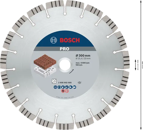 Bosch PRO slibeskive med diamant 300 mm til skæring af mursten.