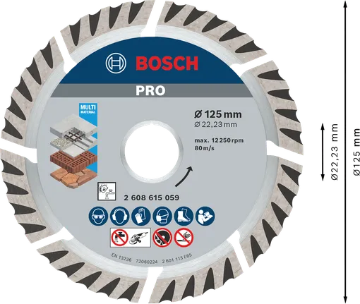 Bosch PRO Multi Material diamantskive 125 mm til skæring.