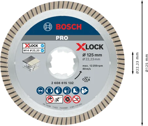 Bosch PRO Ceramic X-Lock diamantskive 125 mm til fliseskæring.