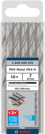 Bosch PRO Metal HSS-G 7 mm spiralborsæt, 10 dele.