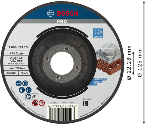 Bosch PRO stenskæreskive 125 x 2,5 x 22,23 mm.