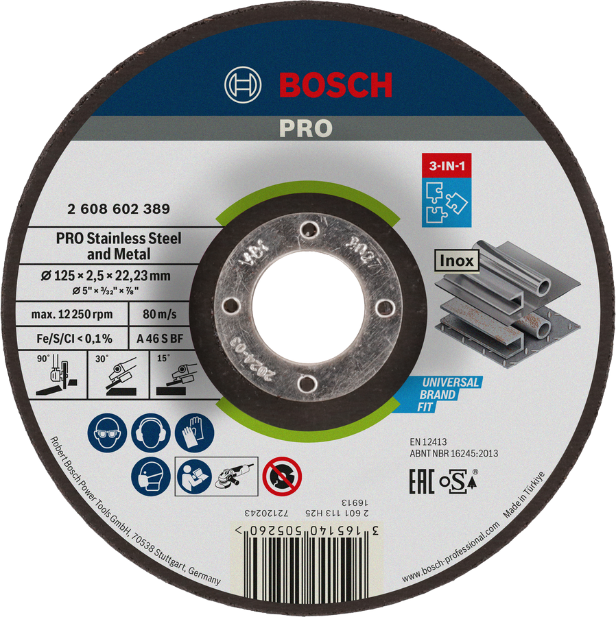 Bosch PRO rustfrit stål og metal 3-i-1 skive 125 mm.