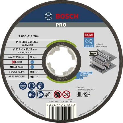 Bosch PRO X-Lock skæreskive i rustfrit stål og metal, 125 mm.