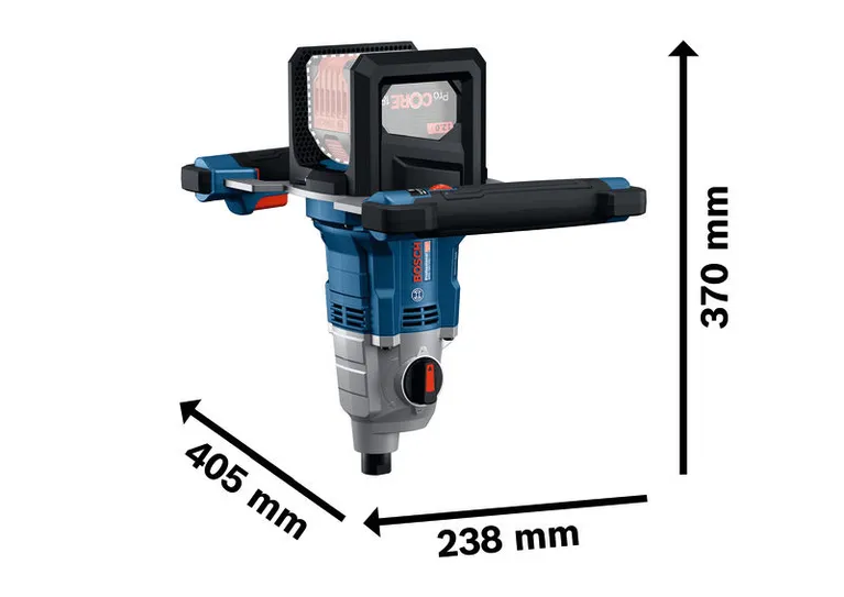 Bosch GRW 18V-160 omrørermekanisme med store håndtag.