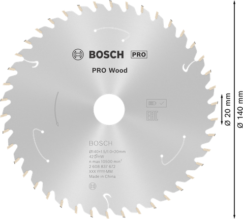 Bosch PRO Wood akku-rundsavklinge, 140 mm 42T.