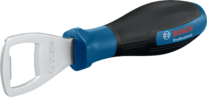 Bosch flaskeåbner med ergonomisk blåt håndtag.