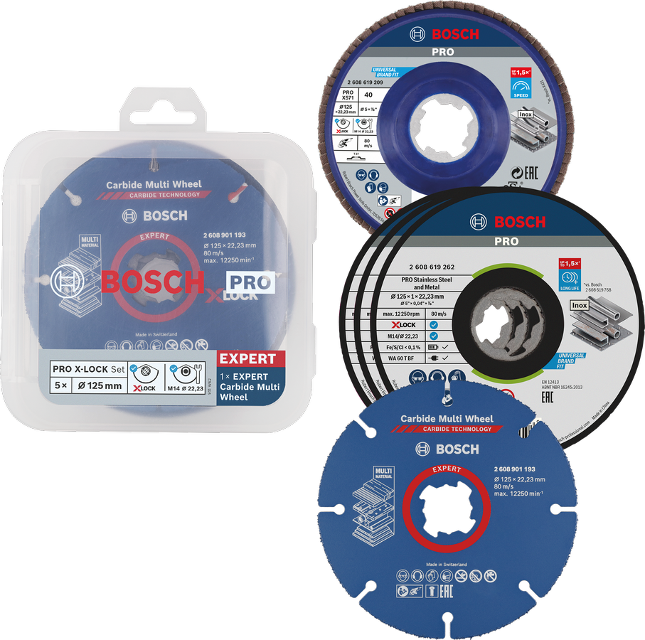 Bosch PRO skære- og slibesæt X-Lock 125 mm, 5 dele.