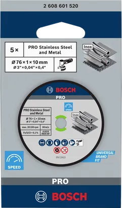 Bosch PRO 76×1×10 mm skæreskive i rustfrit stål.