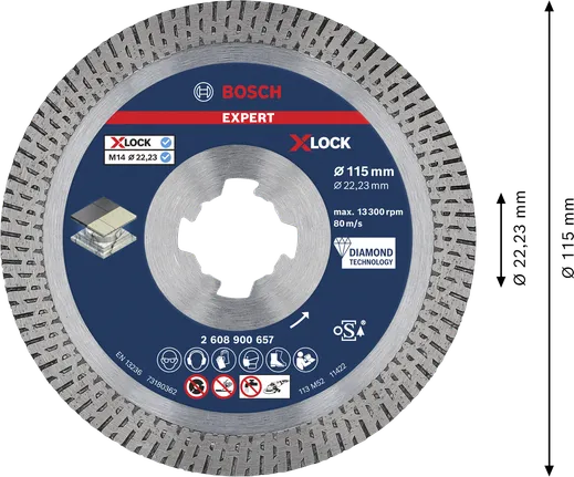 Bosch EXPERT HardCeramic X-LOCK diamantskæreskive.