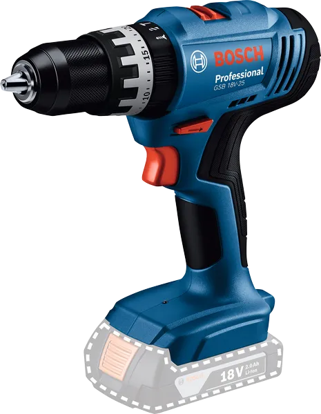 Bosch GSB 18V-25 akku-boremaskine med 2,0 Ah batteri.