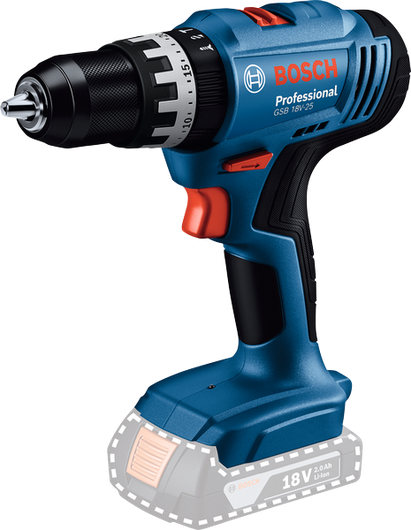 Bosch GSB 18V-25 akku-boremaskine med 2,0 Ah batteri.