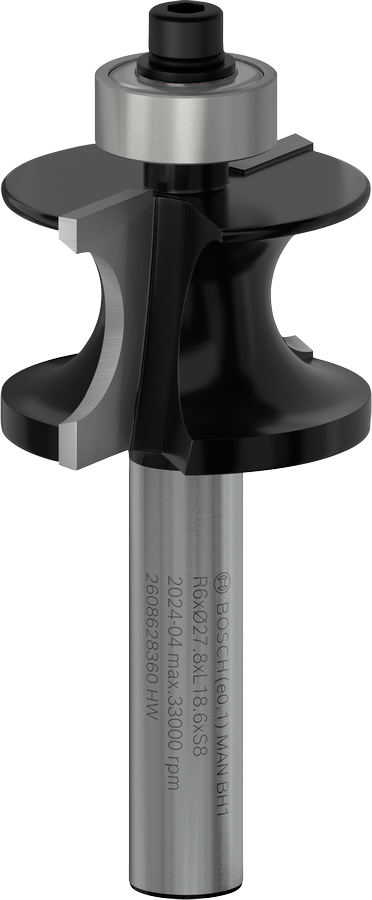 Bosch PRO fræserbit, styrestavperle R, 6 skaft, 8 mm.