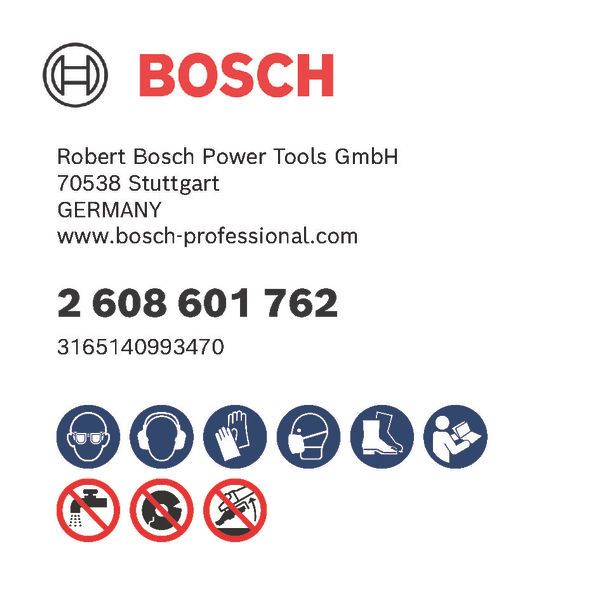 Bosch logo, Postal address, Electronic address, Safety icons