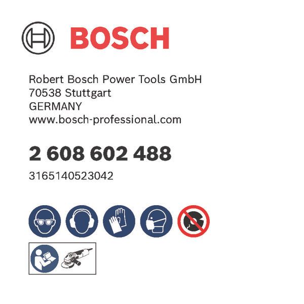 Bosch logo, Postal address, Electronic address, Safety icons