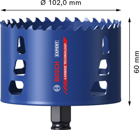 Bosch EXPERT Multi Material 102 mm hulsav i hårdmetal.