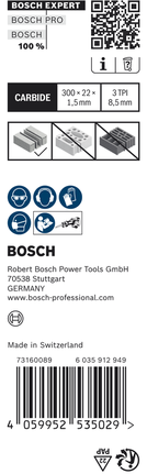 Bosch EXPERT bajonetsavklinge til porebeton S1241HM 300 mm.