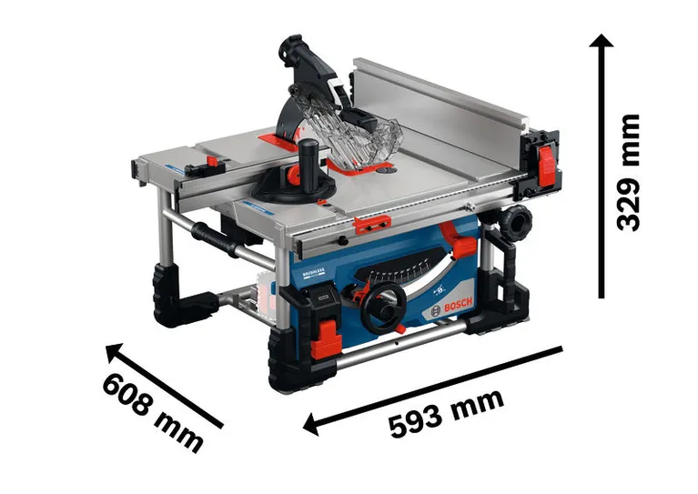 Bosch GTS 18V-70 bordrundsav med kompakte dimensioner.