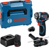 Bosch GSR 12V-32 FC akku-boremaskinesæt med kuffert og tilbehør.