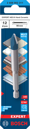 Bosch 12×90 mm HEX-9 hårdkeramisk borehoved.
