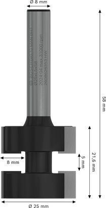Bosch PRO fræser, ferforbindelsesbor, 8 mm skaft.