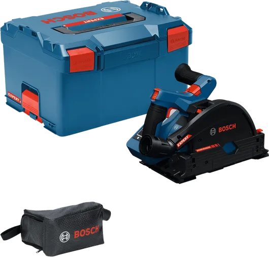 Bosch EXKT18V-52G akku-sav med kuffert og taske.