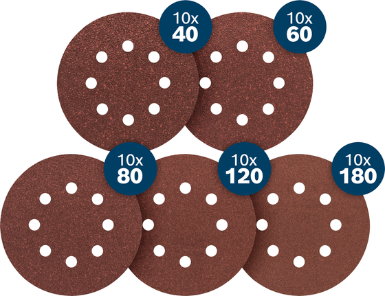 Bosch C430 slibeblade 125 mm assorterede kornstørrelser.