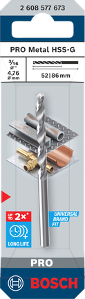 Bosch PRO Metal HSS-G spiralbor 4,76×86 mm.