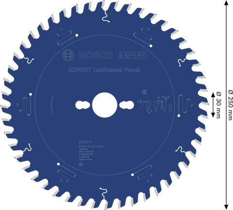 Bosch EXPERT lamineret panelsavklinge, 250 mm diameter.