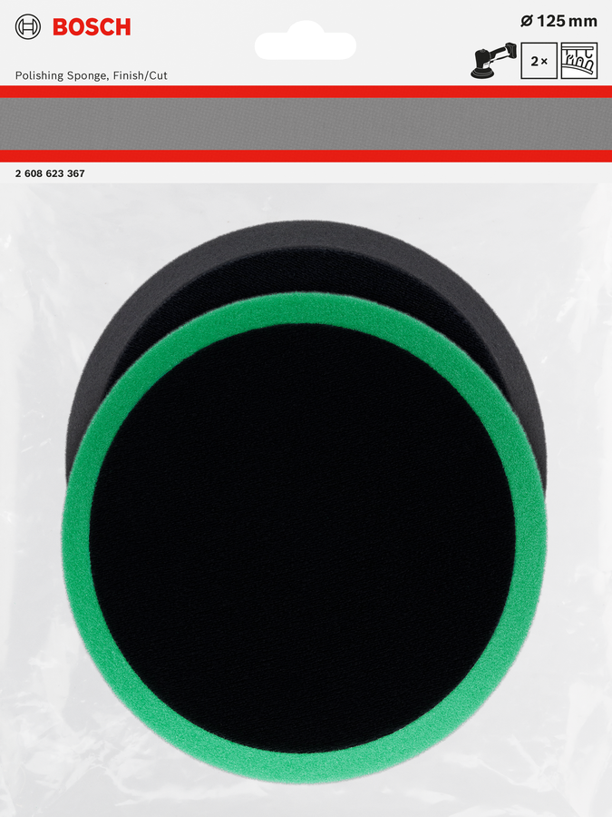 Bosch polersvampesæt 125 mm til finish og skæring.