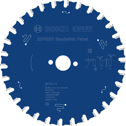 Bosch EXPERT Sandwichpanel rundsavklinge, 165 mm.