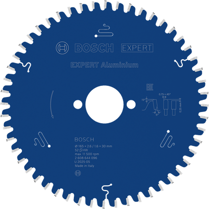Bosch EXPERT rundsavklinge i aluminium, 165 mm diameter.