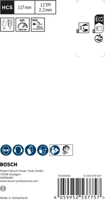 Bosch EXPERT Wood 2-sidet ren T 308 B stiksavklinge 117 mm.