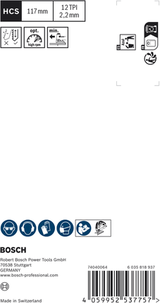 Bosch EXPERT Wood 2-sidet ren T 308 B stiksavklinge 117 mm.