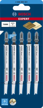 Bosch EXPERT 'Wood 2-sided clean' T308B stiksavklinger-pakke.