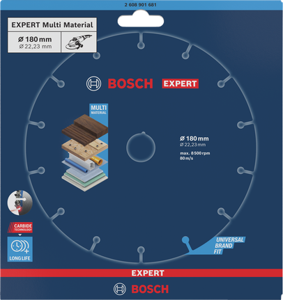 Bosch EXPERT Multimateriale Hårdmetalskæreskive 180 mm.