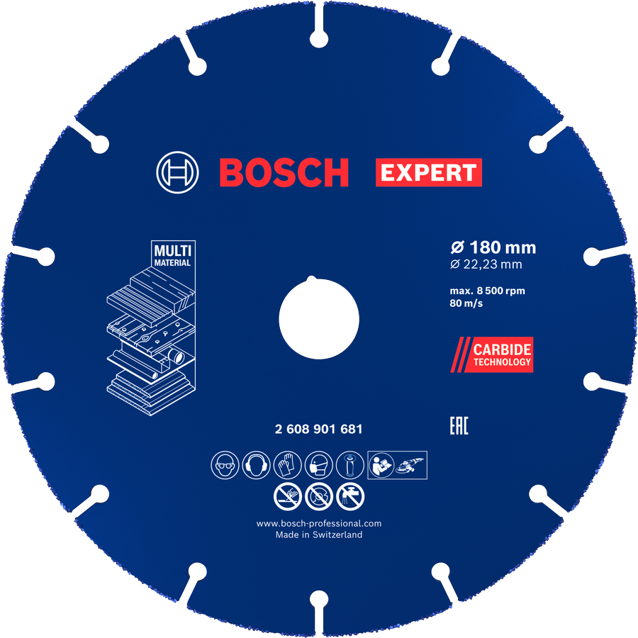 Bosch EXPERT Multi Material hårdmetalskæreskive 180 mm.