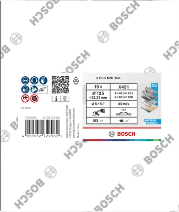 Bosch X451 lamelskivesæt 125×22,23 mm 15 dele.