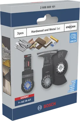 Bosch Starlock-sæt til hårdttræ og metal, 3 dele.