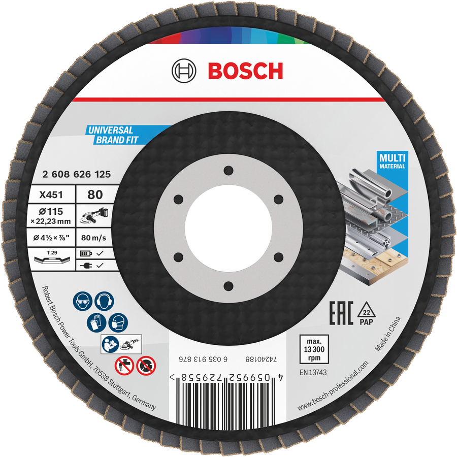 Bosch X451 lamelskive 115 mm G80 til multimaterialer.