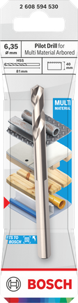 Bosch pilotboremaskine HSS-G 6,35 x 40 mm til standard dorn.