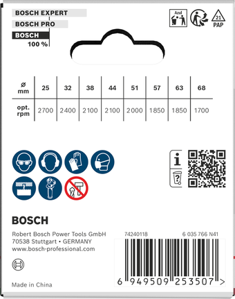 Bosch hulsavsæt til træ og gipsvæg, 25-68 mm.