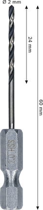 Bosch HSS spiralbor 2 mm sekskantskaft til metal.