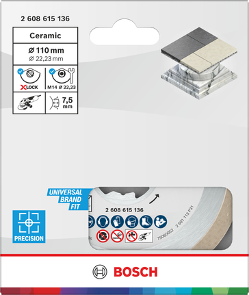 Bosch keramisk skæreskive 110 mm til X-Lock-slibere.