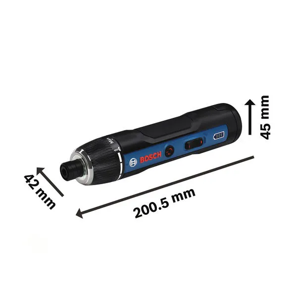 Bosch Go GSD4V-5 akku-skruetrækker med mål.
