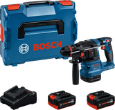 Bosch GBH 18V-22 borehammer med kuffert, batterier og oplader.