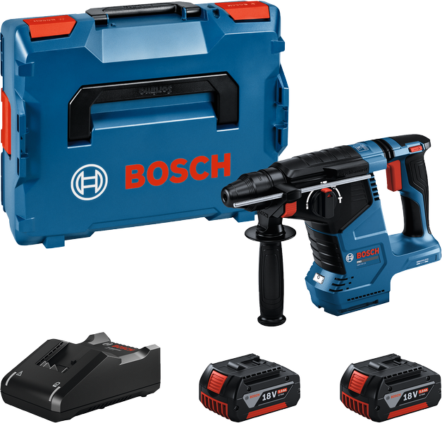 Bosch GBH18V-24 borehammer med kuffert og batterier.