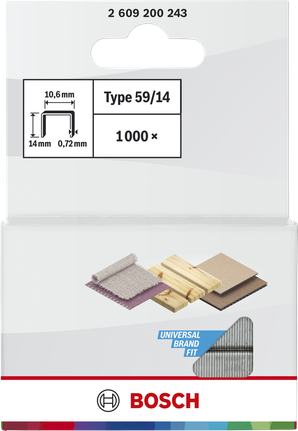 Bosch fintrådshæfteklammer type 59/14 til universel pasform.