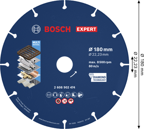 Bosch EXPERT diamantskæreskive i metal 180 x 22,23 mm.