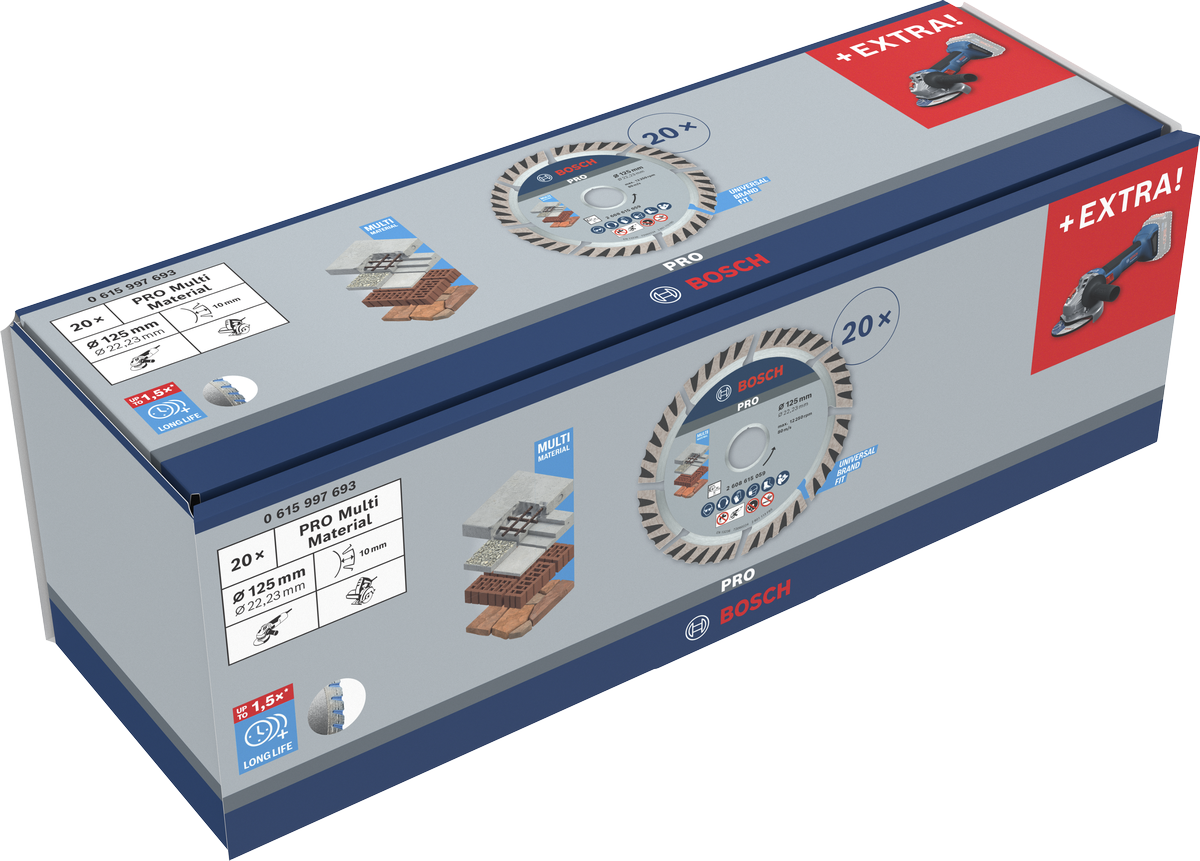 Bosch PRO Multi Material diamantskæreskiver 125 mm pakke.
